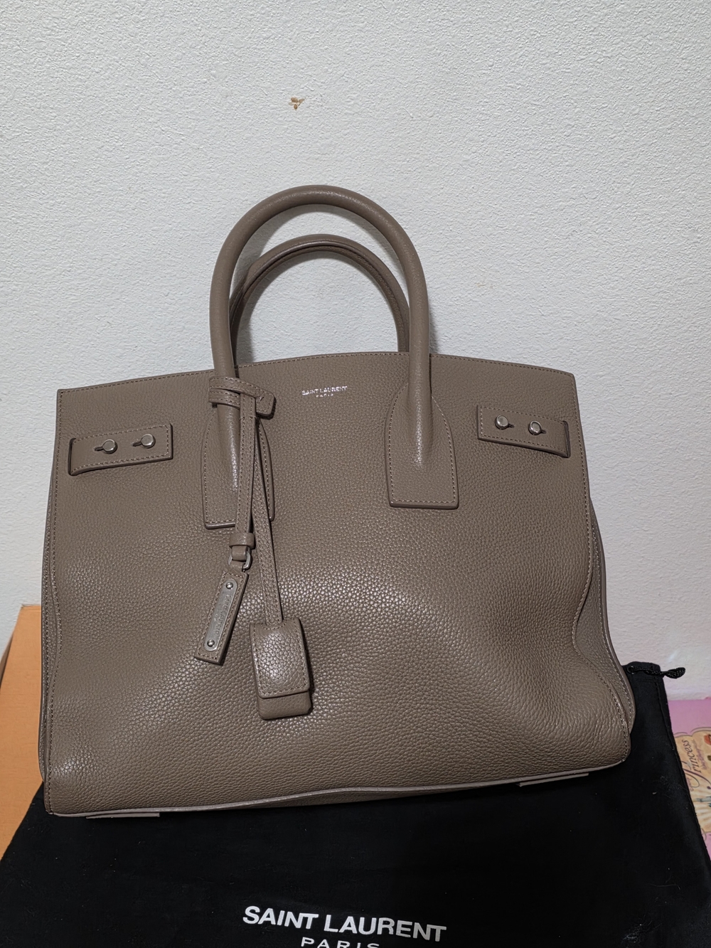 Saint Laurent Taupe Leather Tote Bag - Picture 3 of 16